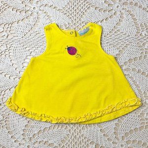 Vintage 1990s Tiny Toes Baby Girl 18 Months Yellow Ladybug Tunic Top